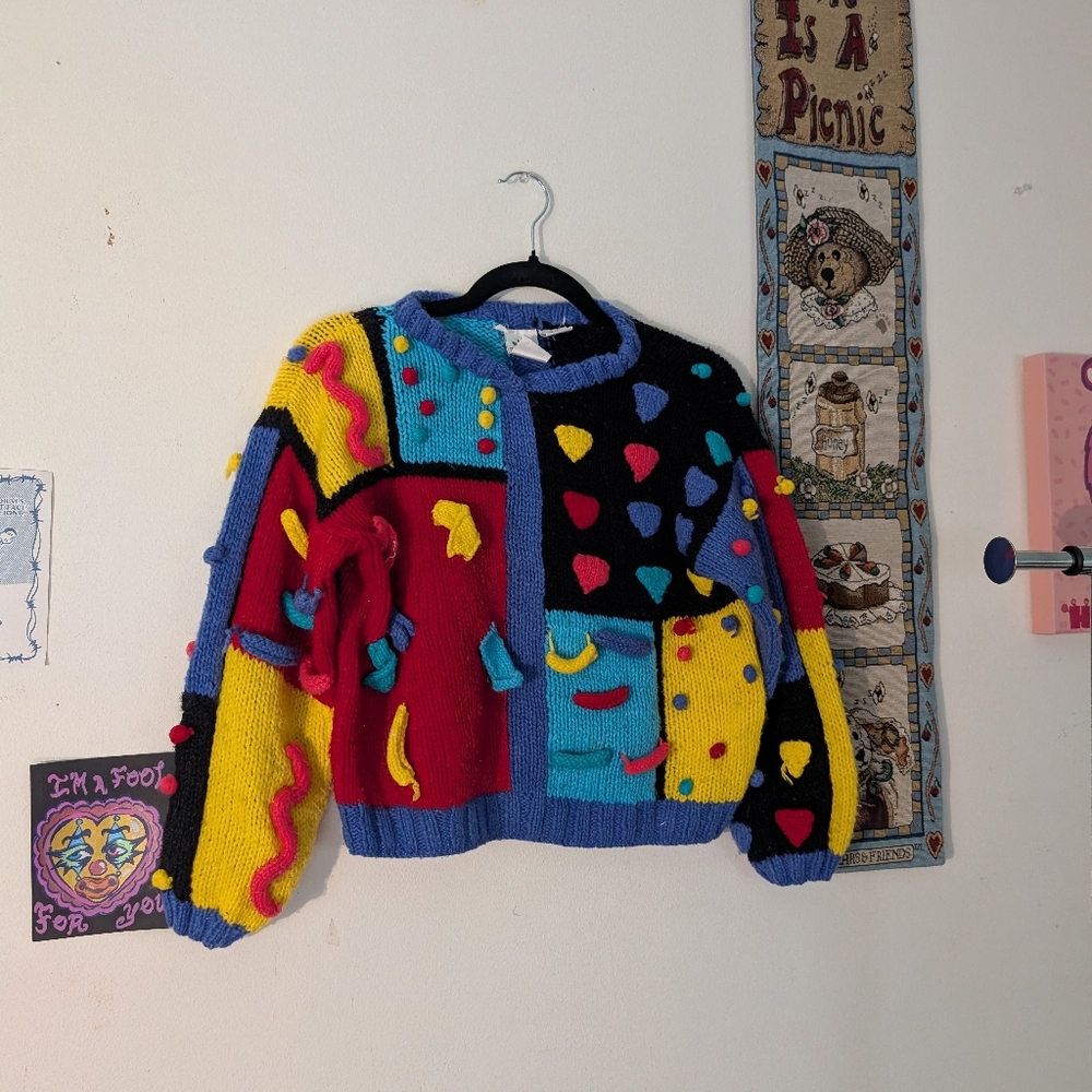 Vintage Colorblock 3D Novelty Sweater
